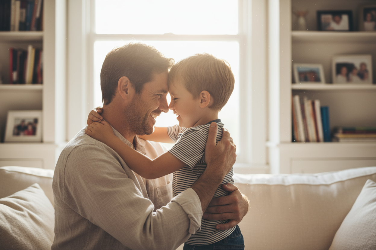 homem pai de um filho